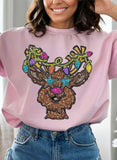 Glitter Rudolf Reindeer Christmas Lights Sweatshirt