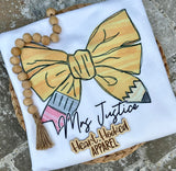 Pencil Bow School Teacher Shirts