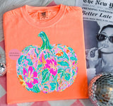 Neon Preppy Floral Pumpkin
