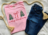 Embroidered Merry Christmas tree bow