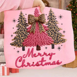 Leopard Christmas Tree Merry Christmas Faux Yarn Printed sweatshirt