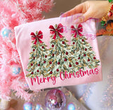 Red Bow Merry Christmas Leopard Christmas Tree Trio