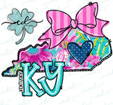 Kentucky Floral With Striped Pink Bow Printed Tee