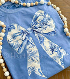 Blue Floral Bow Tee