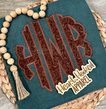 Faux tooled leather fabric Custom Monogrammed T-Shirt