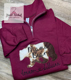 Bear With Names Maroon Quarter Zip