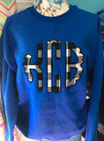 Monogramed Royal Blue Sweatshirt